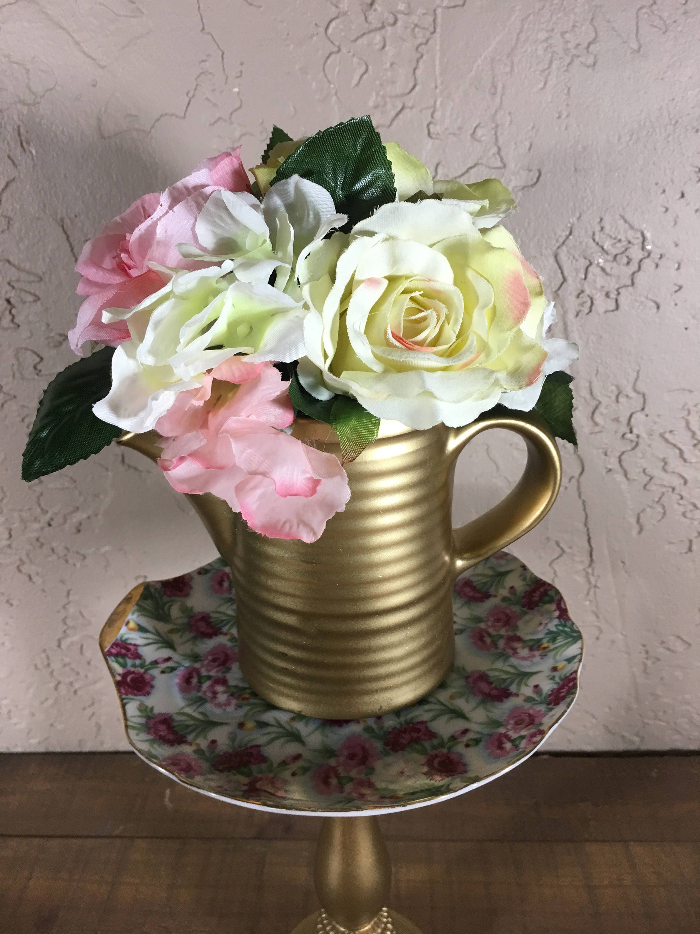 Tea Party Centerpiece / Vintage Gold Tea Party / Garden Tea Etsy