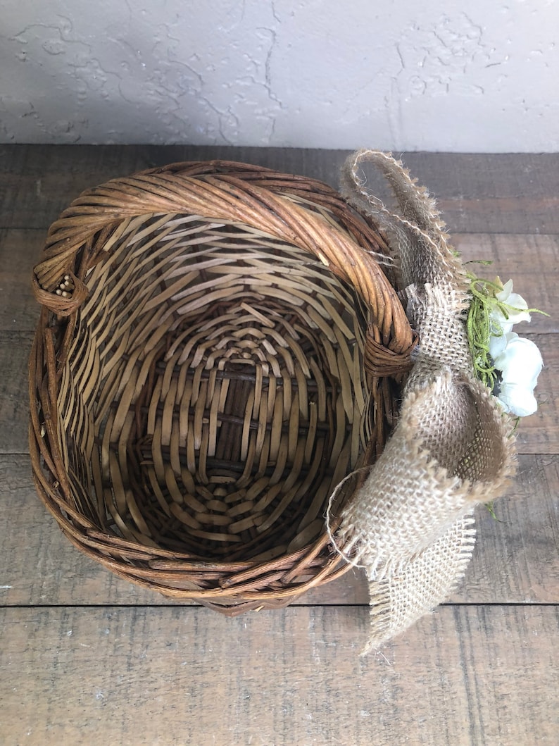Rustic Wedding Flower Girl Basket Twig Flower Girl Basket Flower Girl Basket