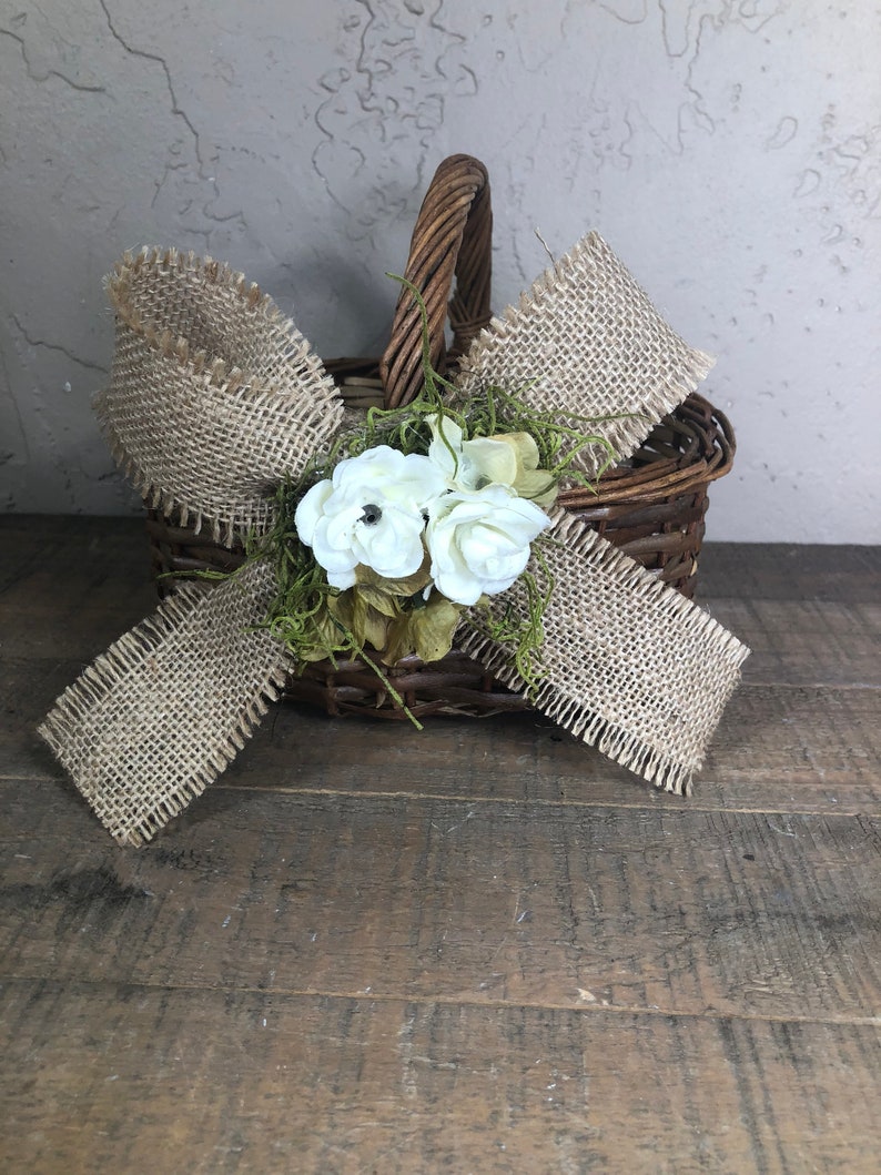 Rustic Wedding Flower Girl Basket Twig Flower Girl Basket Flower Girl Basket