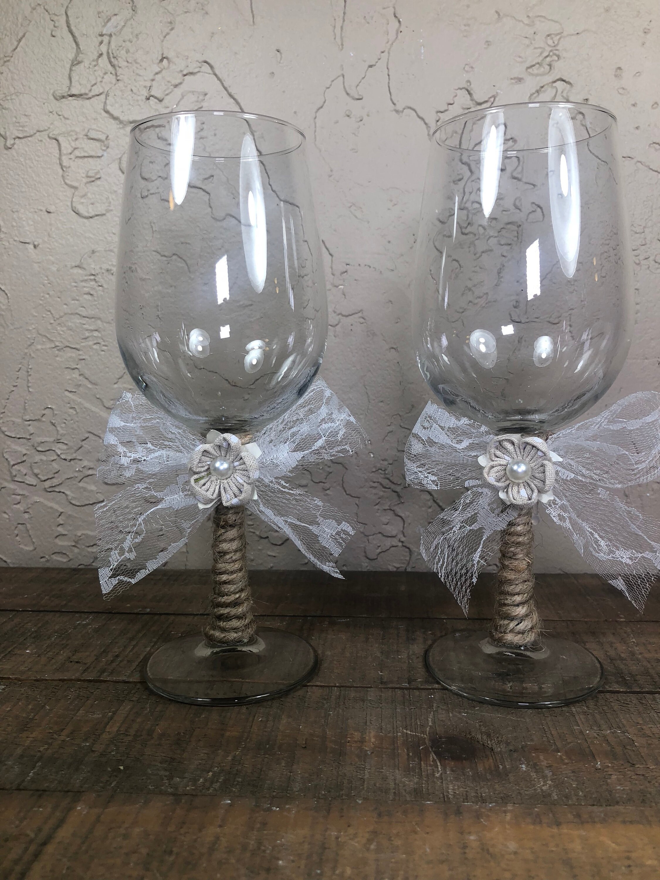 Rustic Wedding Wine Glasses Etsy