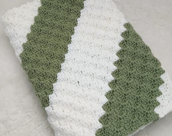 Crochet baby Sage green blanket, Handmade crochet baby blanket, Newborn baby blanket, baby shower gift, C2C blanket