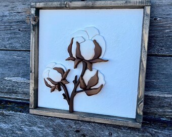 3D Cotton Sign // Wood Sign Decor // Farmhouse Sign // Farmhouse Home Decor