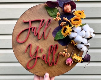 10” Floral Fall Y’all Round // Fall Decor // Farmhouse Sign // Farmhouse Home Decor