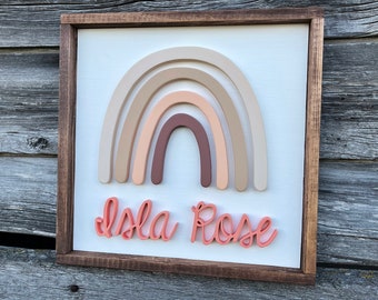 Rainbow Nursery Sign // Nursery Decor // Name Sign // Wooden Home Decor // Rainbow Baby