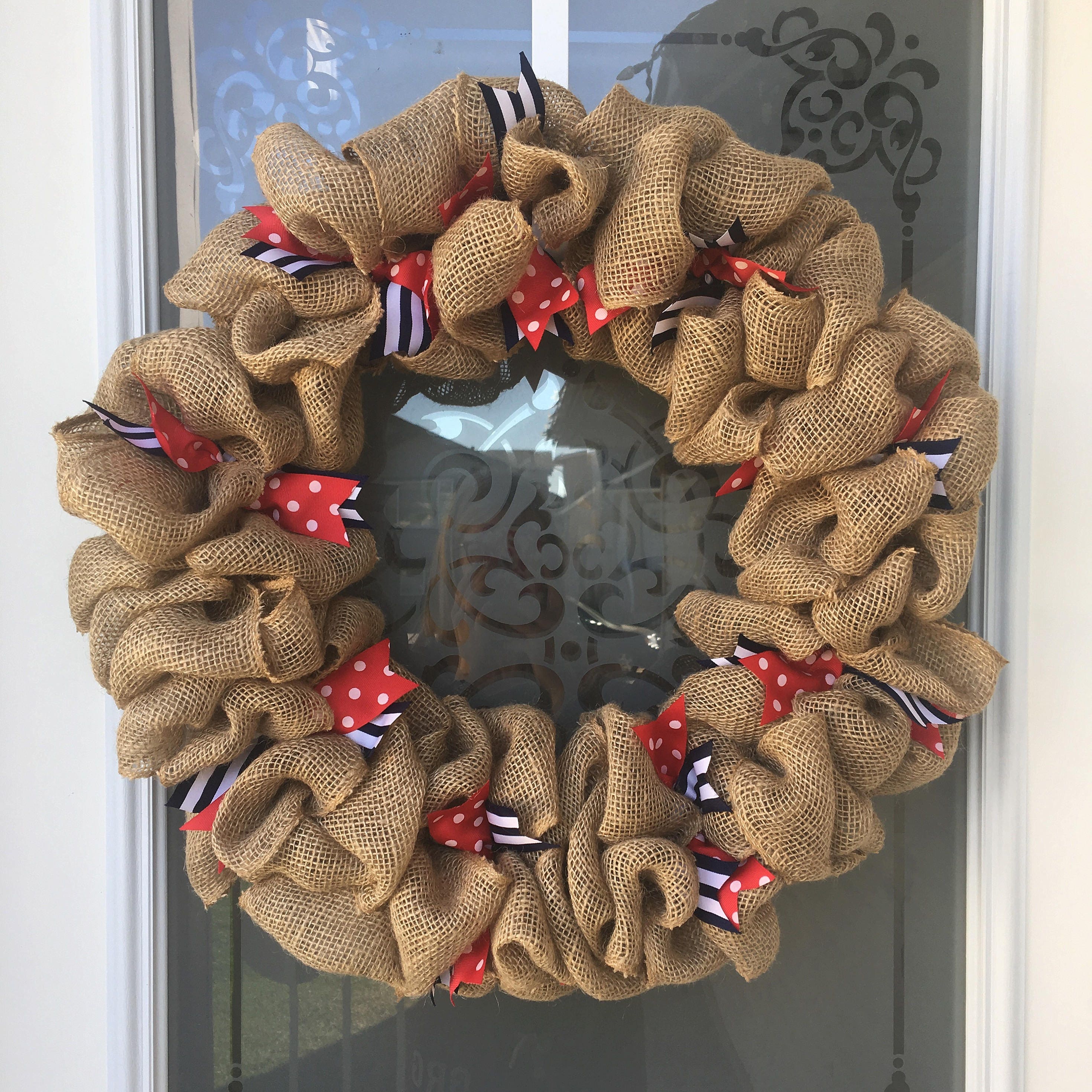 Burlap & Ribbon Wreath // Custom Wreath // Front Door Decor Etsy