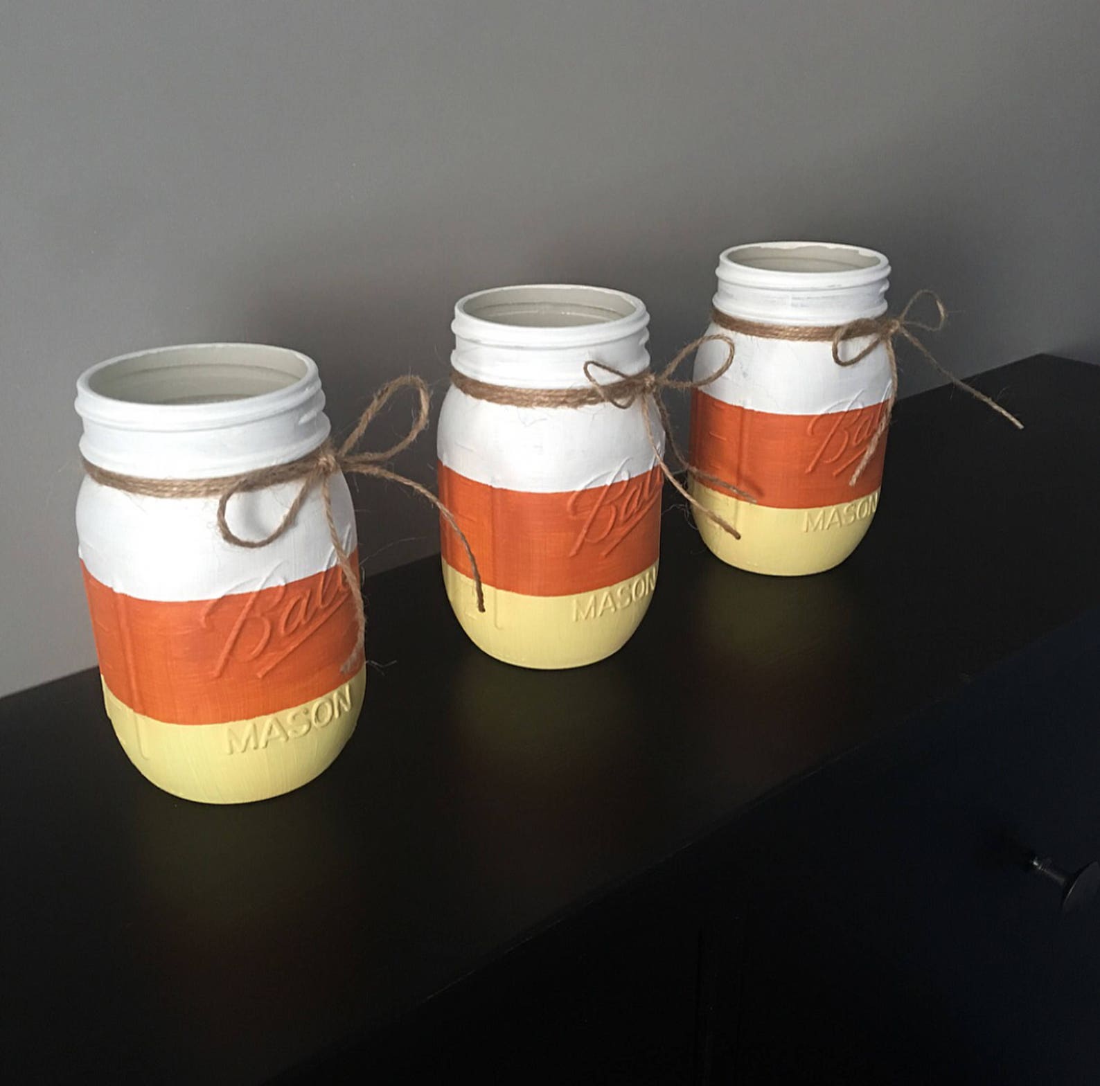 Candy Corn Mason Jar // Mason Jar Decor // Halloween Decor | Etsy