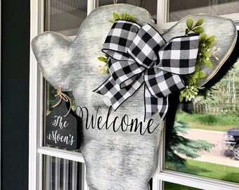 Cow Head Door Hanger // Farmhouse Door Decor // Front Door Decor