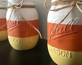 Candy Corn Mason Jar // Mason Jar Decor // Halloween Decor