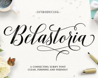 Belastoria Script, Modern Calligraphy Font, Handwritten Font, Modern Font, Contemporary Calligraphy Font, Clean Font, Digital Font Download
