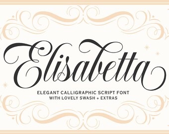 Elisabetta Script, Wedding Font, Modern Font, Lettering Font, Logo Font, Calligraphy Font, Classic Font, Vintage Font, Digital Font Download