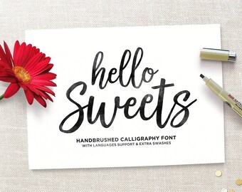 Hello Sweets Typeface, Modern Calligraphy Font, Brush Font, Handwritten Font, Digital Font Download
