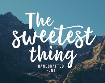 The Sweetest Thing Font, Modern Font, Handpainted Font, Handbrushed Font, Handmade Font, Brush Font, Display Font, Digital Font Download