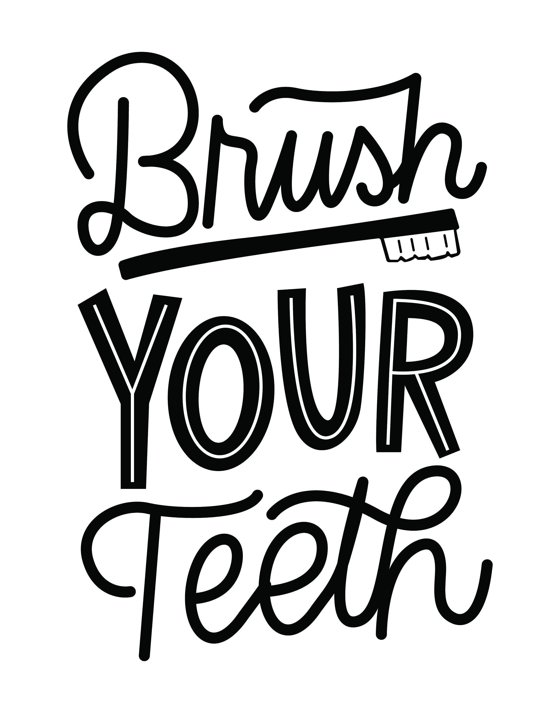 Brush Your Teeth - Printable Bathroom Wall Decor - Etsy