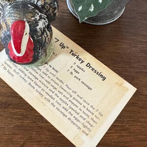 Vintage 7 Up Turkey Dressing, Vintage Recipe Card Old Recipe Cards, 7 Up Recipe Cards, Vintage Kitchen Decor, Junk Journal