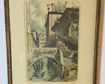 Vintage Venice Illustration by Rudolf Voit, Italian Artwork, Venice Italy, Italy Travel Art Print