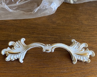 Vintage Brass & White Drawer Pull, Allison Japan (NOS)