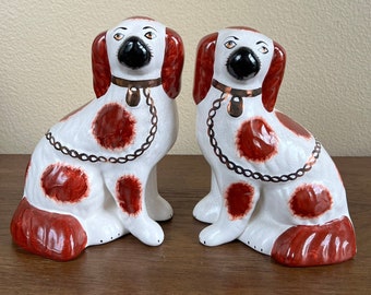 Vintage English Staffordshire Dog, English Staffordshire, Collectible Vintage Red and White Staffordshire Dogs, Staffordshire Dog