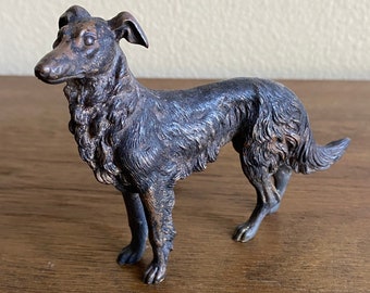 Vintage Bronze Borzoi/Russian Wolfhound Dog Sculpture, Dog Figurine, Wolfhound Statue