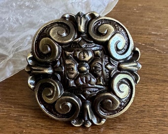 2" Vintage Brass Knob, Large Brass Knob, Brass Pull Knob