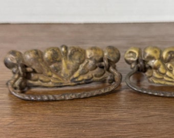 Vintage Brass Drop Loop Pull, Vintage Hardware, Vintage Drawer Handle, Drawer Pull, Salvage Hardware Restoration Hardware, Brass hardware