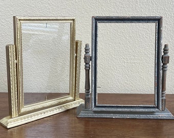 2 Vintage Tilt Wooden Photo Frame Carved Detail, Tilt Wood Frame, Tilt Frame, Tilt Photo Frame, Picture Frame Gold Frame, Silver Frame