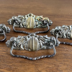 Vintage Brass Drop Loop Drawer Pull, Salvage Hardware