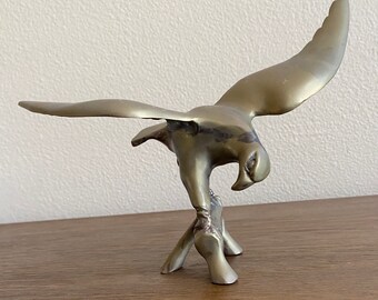 Vintage Brass Eagle Sculpture, Eagle Sculpture Figurine, Brass Flying Eagle,