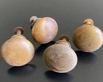 Set of 4 Vintage Metal Round Pull Knobs, Restoration Hardware
