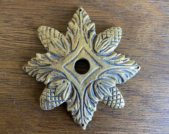 Vintage Brass Doorknob Backplate, Floral Hardware