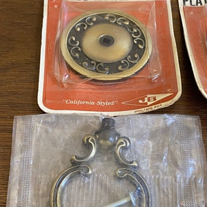 Vintage Brass Drop Loop Drawer Pulls with Backplates, Salvage Hardware