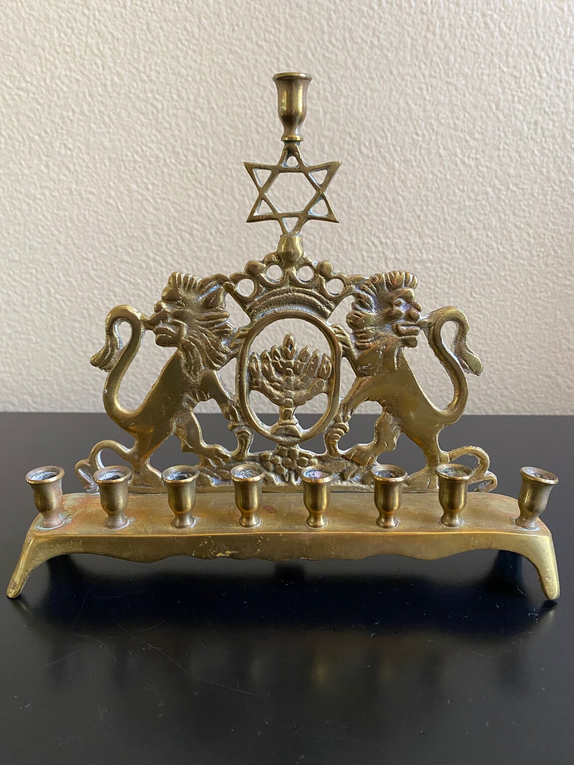 Antique Menorah Antique Brass 9 Candle Holder Menorah with Etsy
