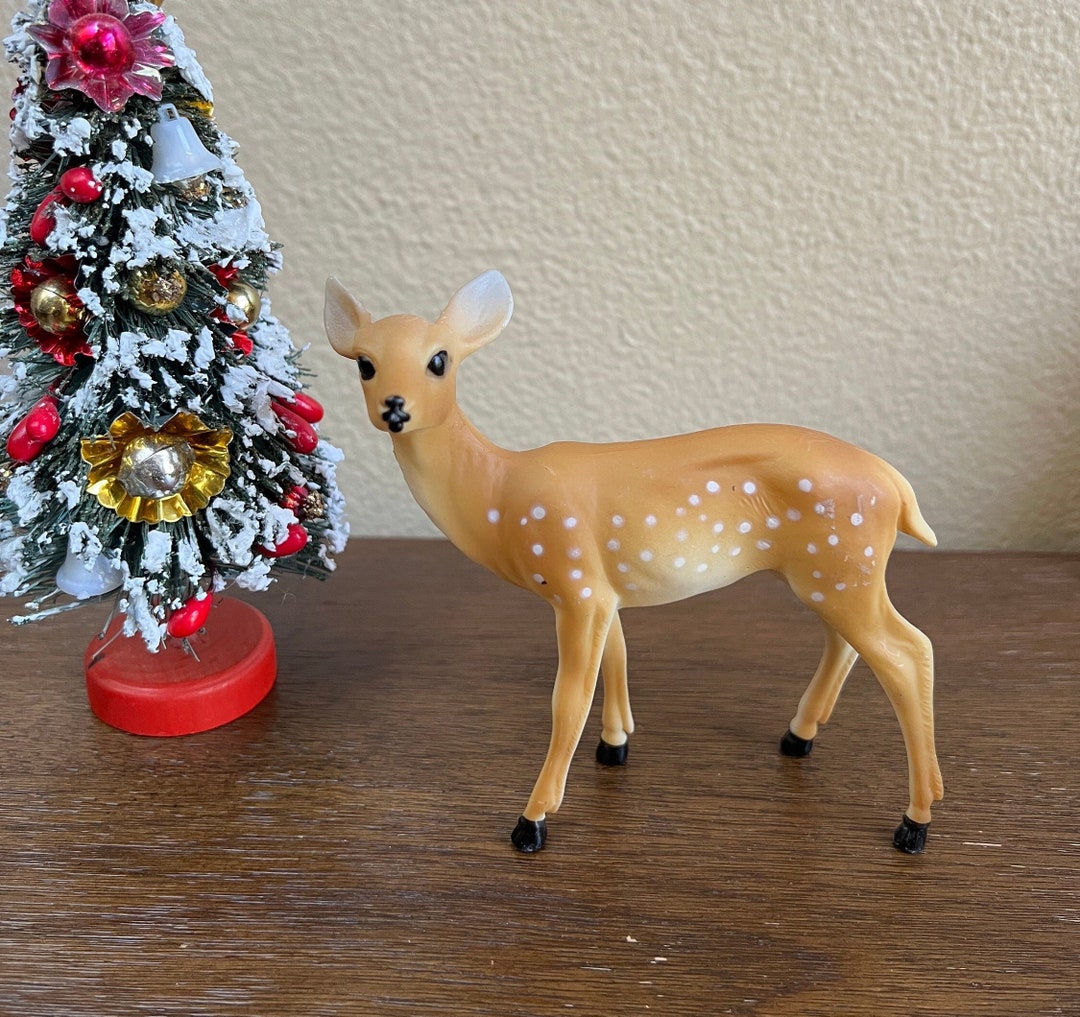 Vintage Hard Plastic Reindeer, Hard Plastic Deer, Plastic Reindeer, Old