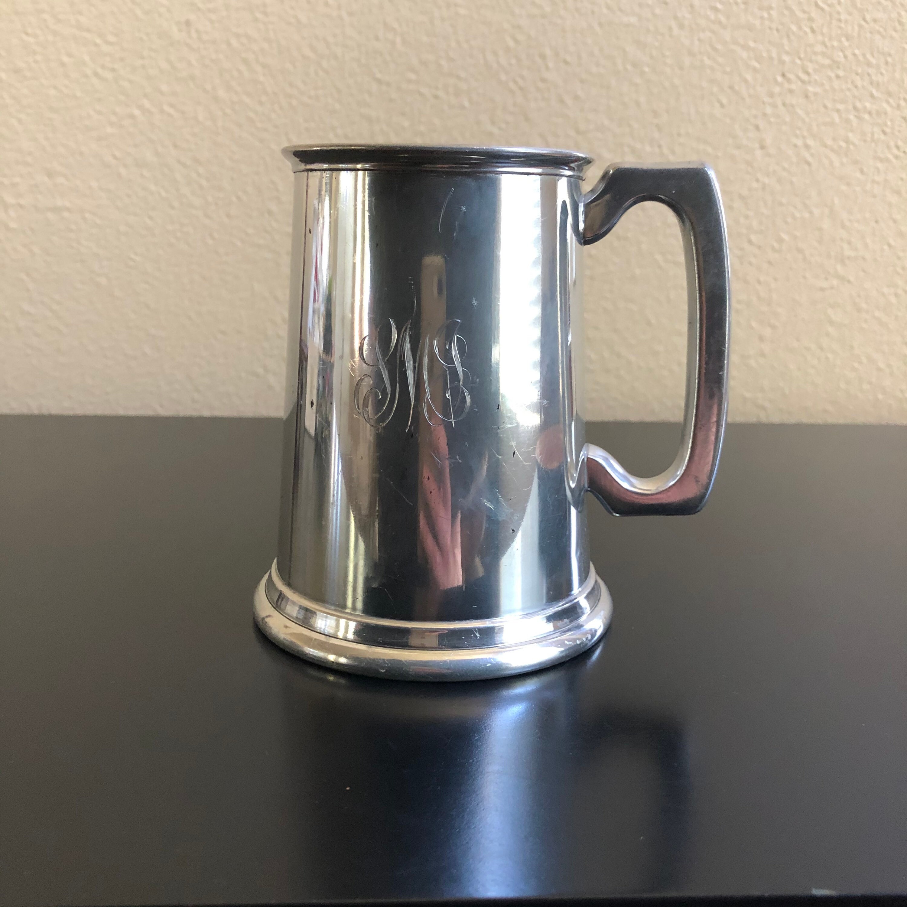 Vintage English Pewter Stein Mug with Monogram SJM Monogram Etsy