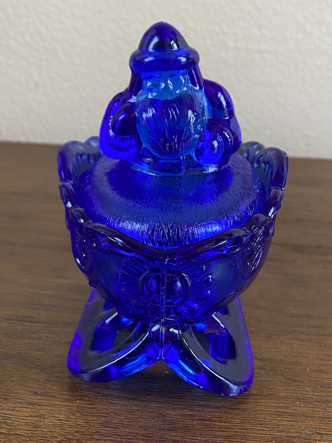 Vintage Westmoreland Cobalt Blue Santa in Sleigh Santa Lidded Etsy