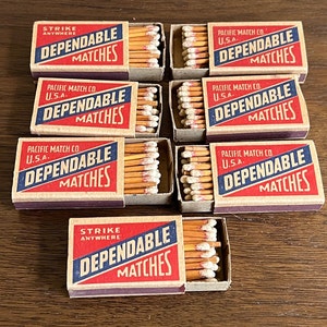 Vintage Dependable Match Books, Vintage Matchsticks, Match Book, Matchbox, Vintage Matches,