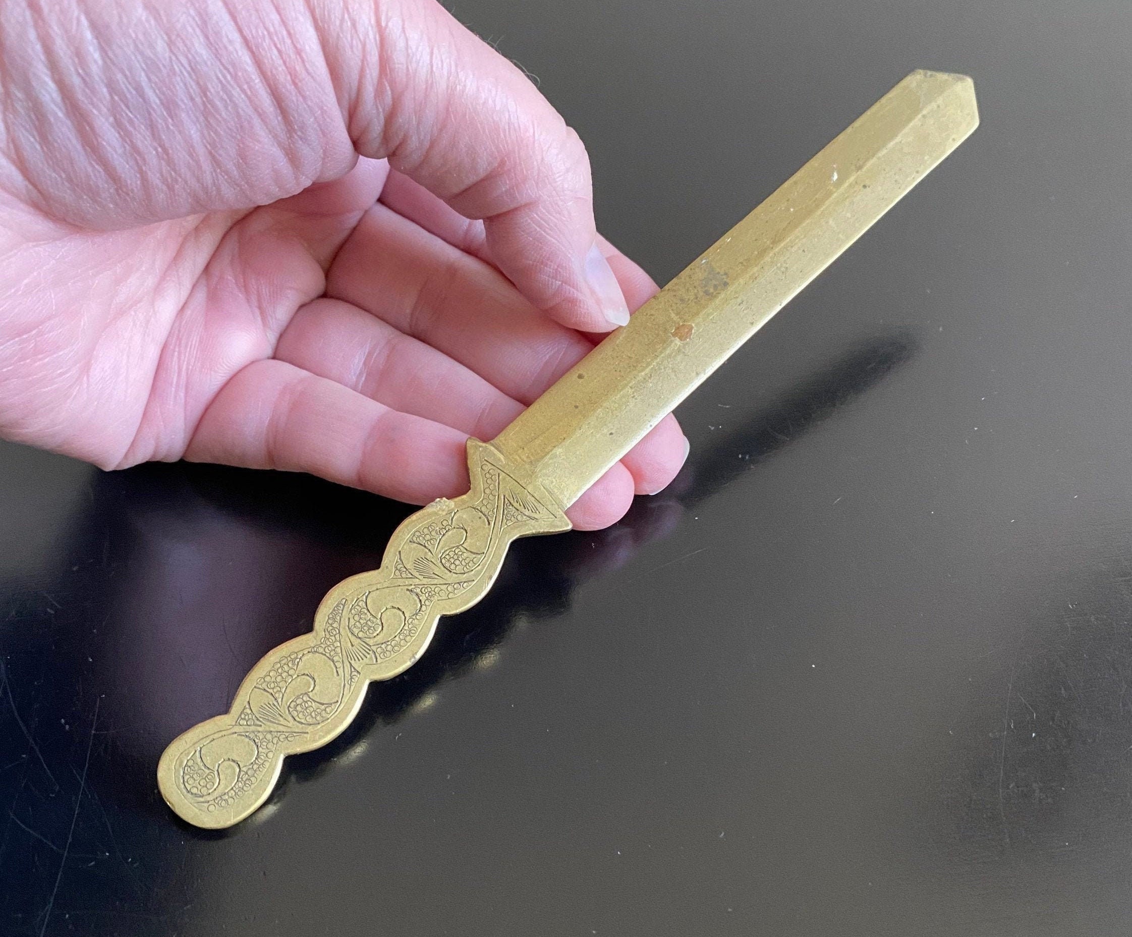 Vintage Brass Embossed Letter Opener Brass Letter Opener Etsy