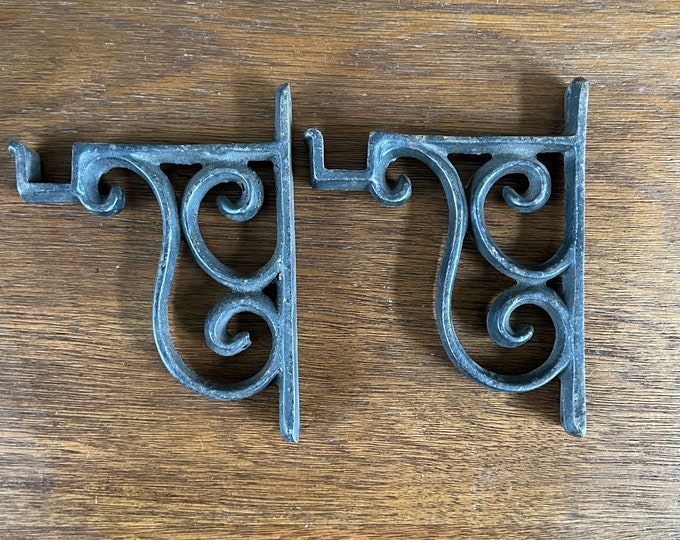 Pair of Iron Drapery Rod Wall Brackets, Drapery Rod Bracket, Curtain
