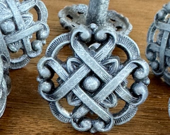Vintage Silver Metal Drawer Knob, Open Weave Knob, Drawer Knobs, Cabinet Doorknobs, Pull Knob, Knob