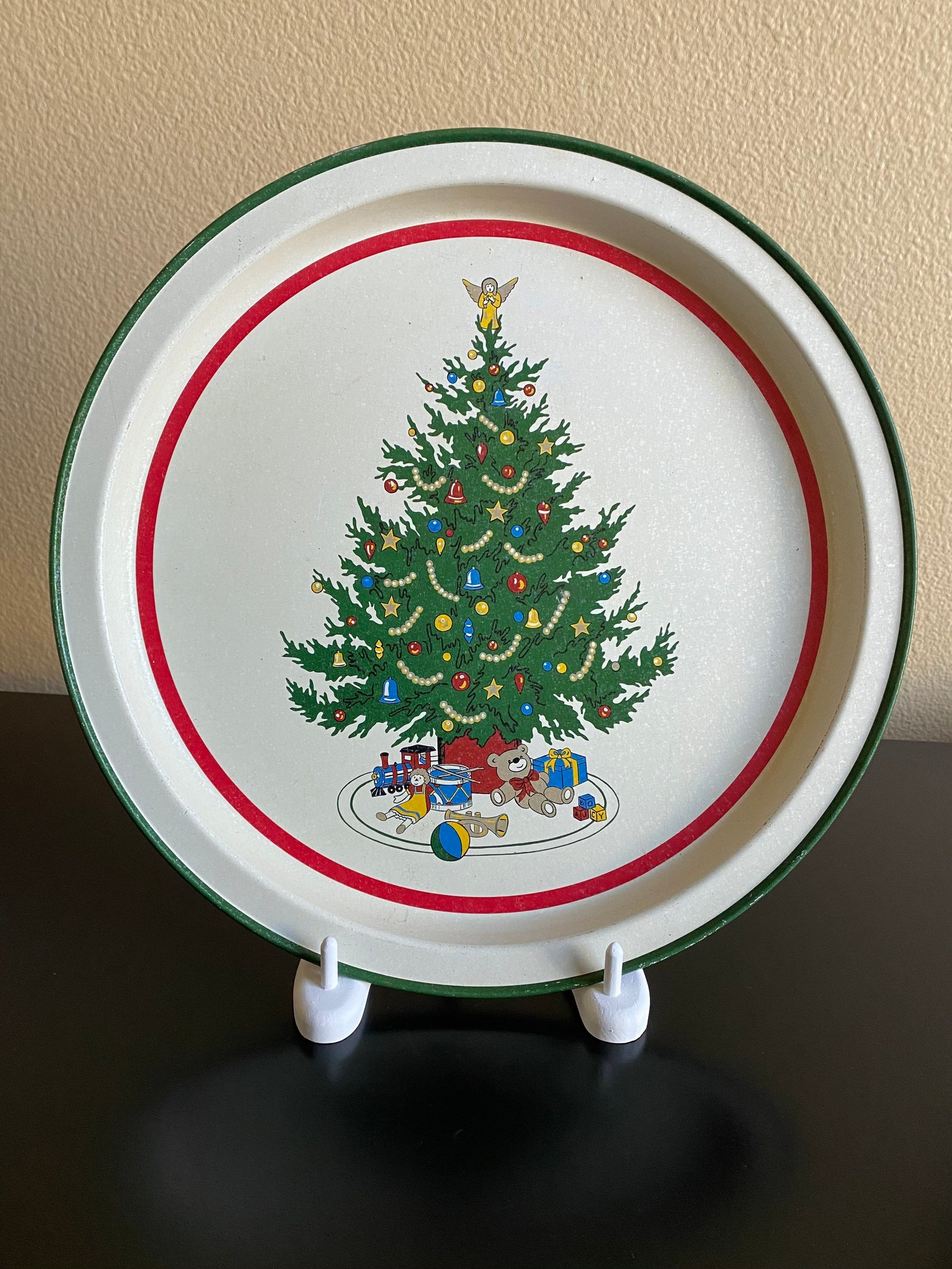 Vintage Pfaltzgraff Christmas Metal Tray Christmas Tree Tray Etsy