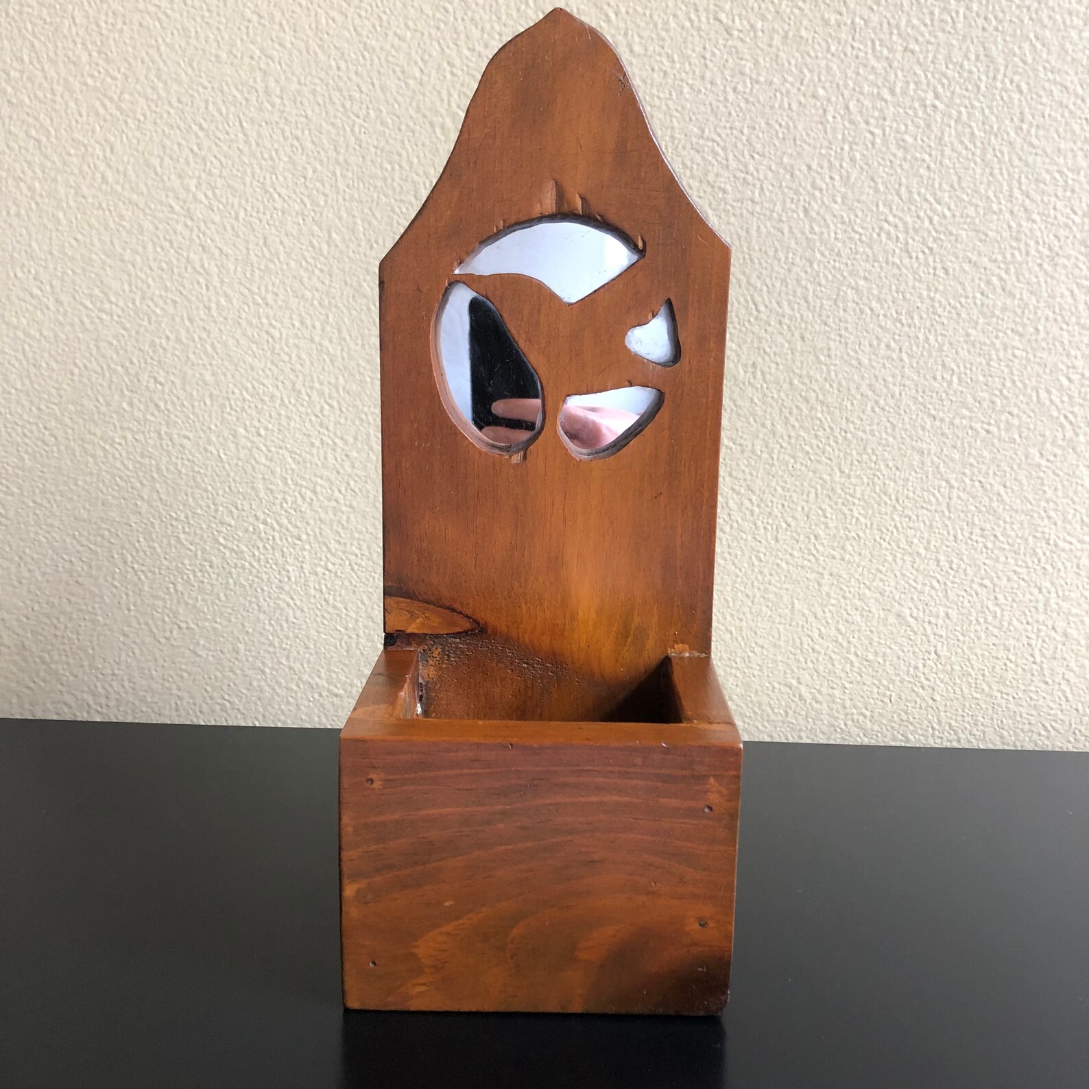 Vintage Wood and Mirror Wall Hanging Cubby Wooden Wall Mount Etsy