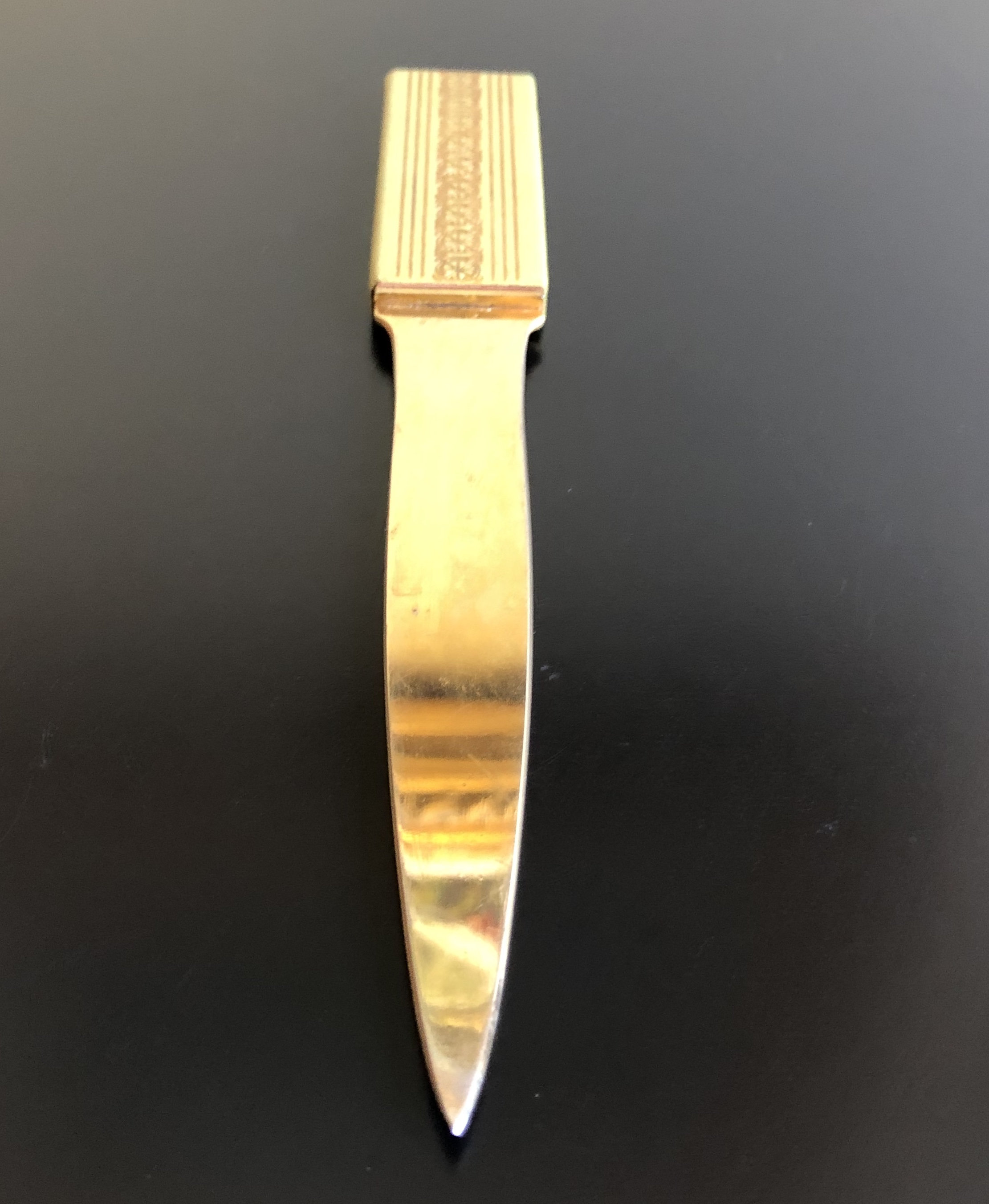 Vintage Letter Opener in Gold Finish with Mint Green Leather Etsy