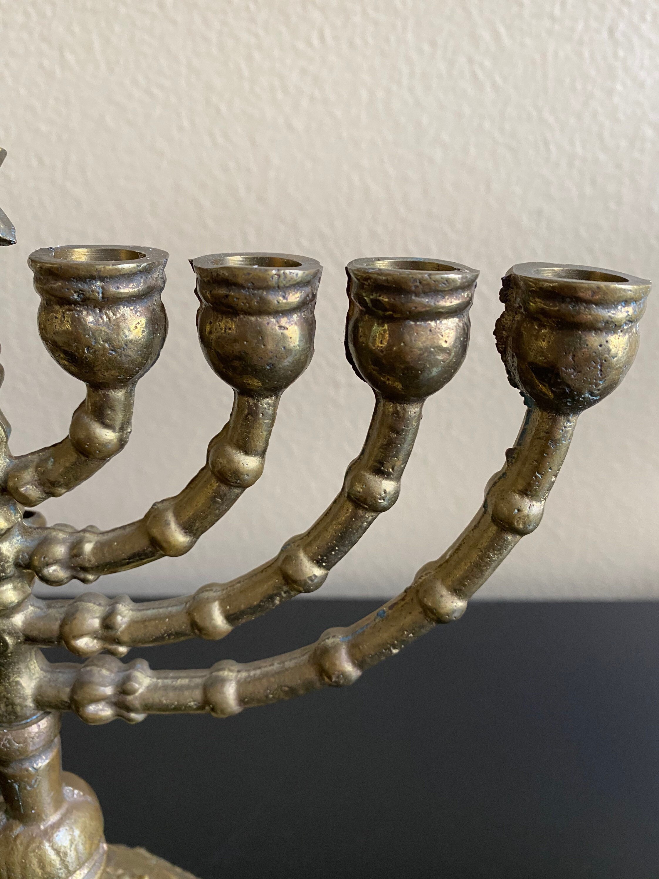 Vintage Brass Judaic Menorah Hanukah Brass Menorah Candle Etsy