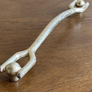 Set of 3 Vintage Silver Painted Metal Drawer Pulls, 7.5" Long