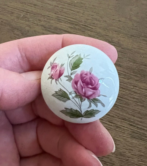 pink rose dresser knobs DLD Knobs, 8Pcs Elegant Pink Rose Pulls Flower Ceramic Cabinet Knobs Cupboard Drawer Pull Handles + Scre