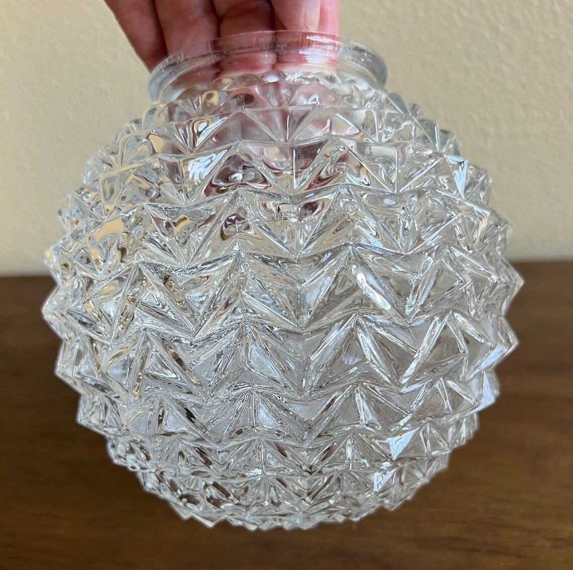 Vintage Clear Glass Domed Flush Mount Light Cover Mid Century Etsy