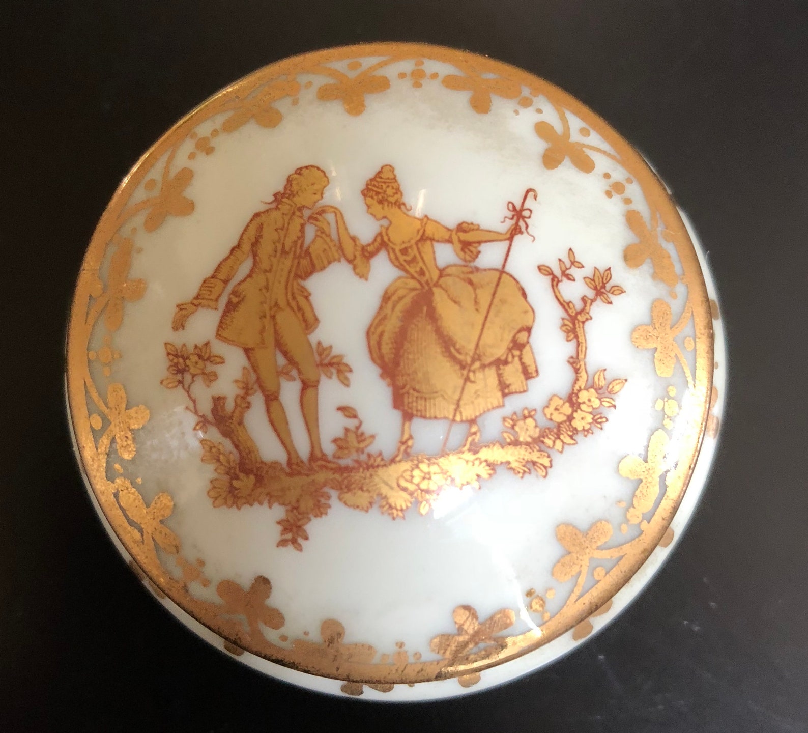 Small Limoge Trinket Box with Courting Couple Gold and White Etsy