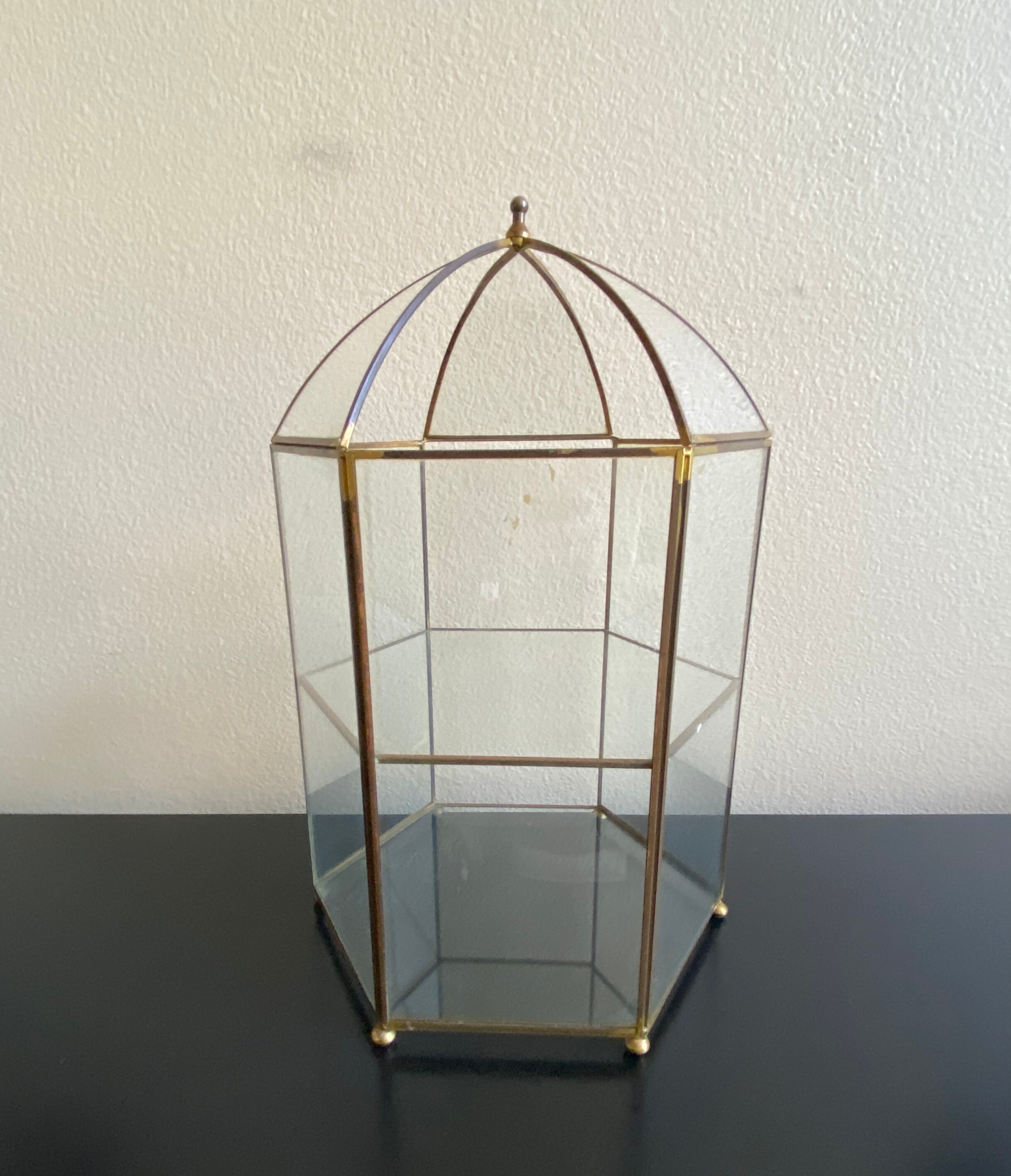 17 Tall Glass and Brass Table Top Curio Display Etsy