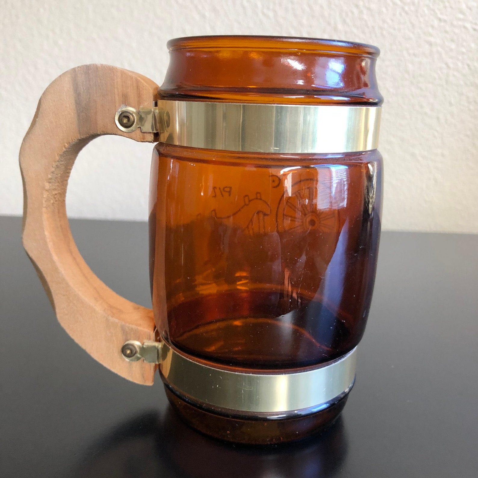 Vintage Western Siesta Ware Amber Beer Mug with Wood Handle Etsy