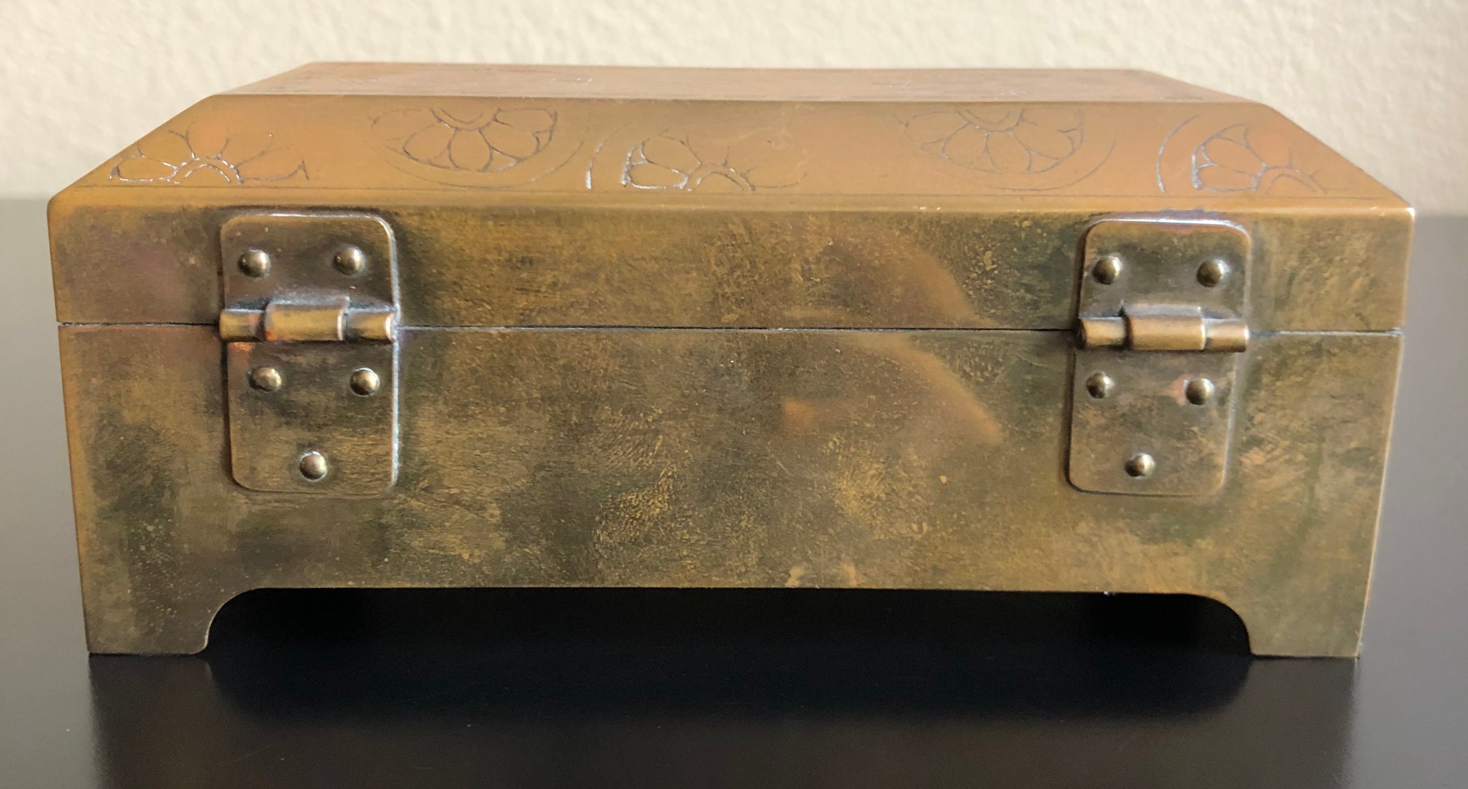 Vintage Asian Style Brass Jewelry Box Etsy