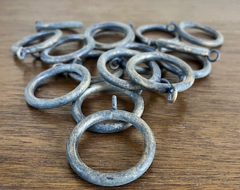 Set of 16 Vintage Metal Drapery Rings, Antique Gold Finish